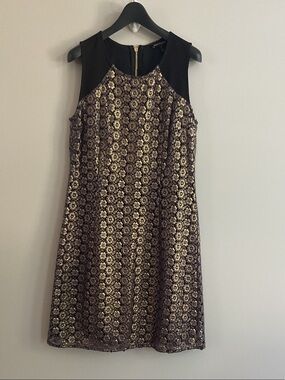 Juicy Couture Black and Gold Lace Overlay Mini Dress size 2